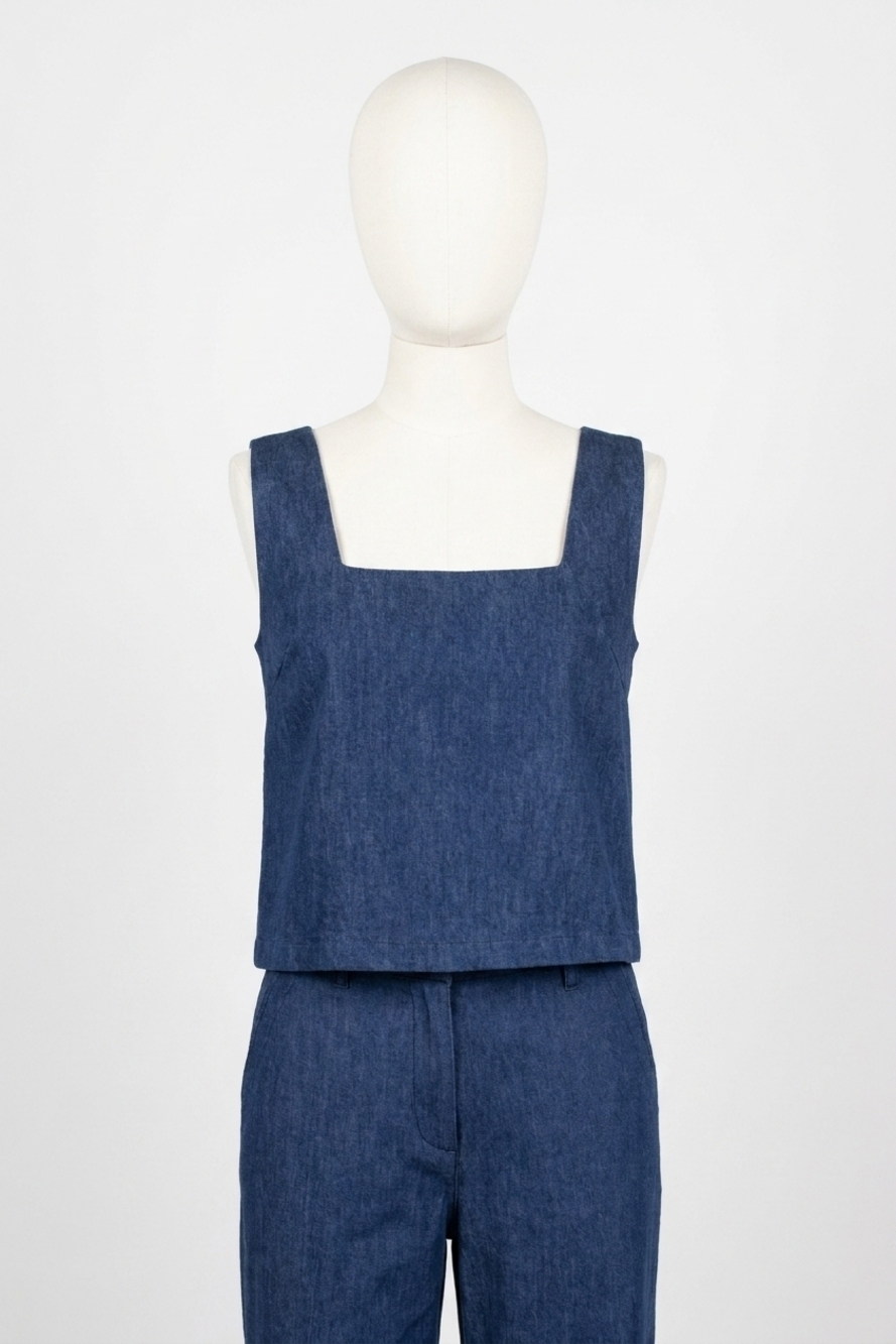 NEW EMERSON FRY roma top 2 in indigo hemp organic
